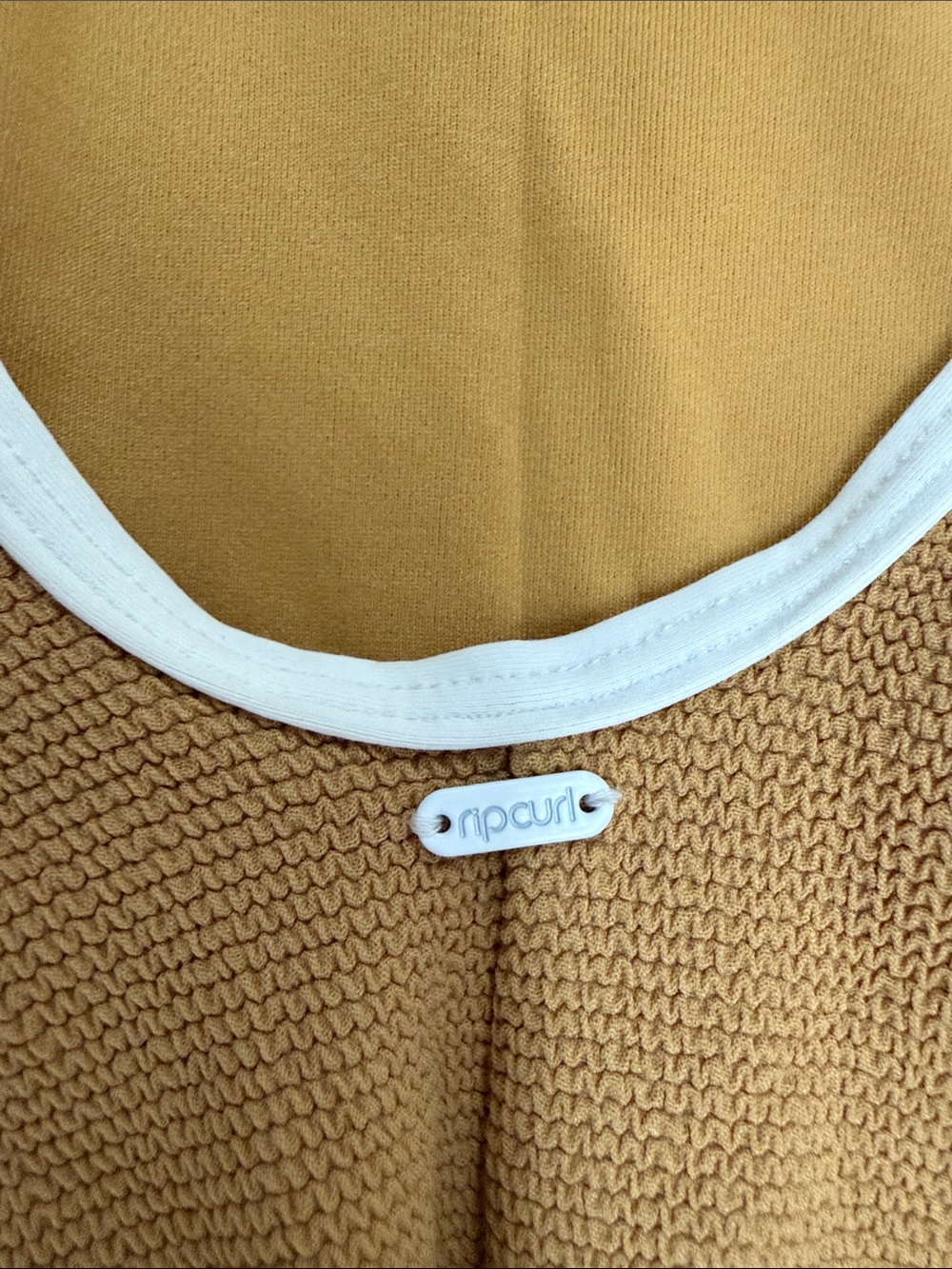 Rip Curl Mustard One-Piece Swimsuit with White Trim - Picture 3 of 3